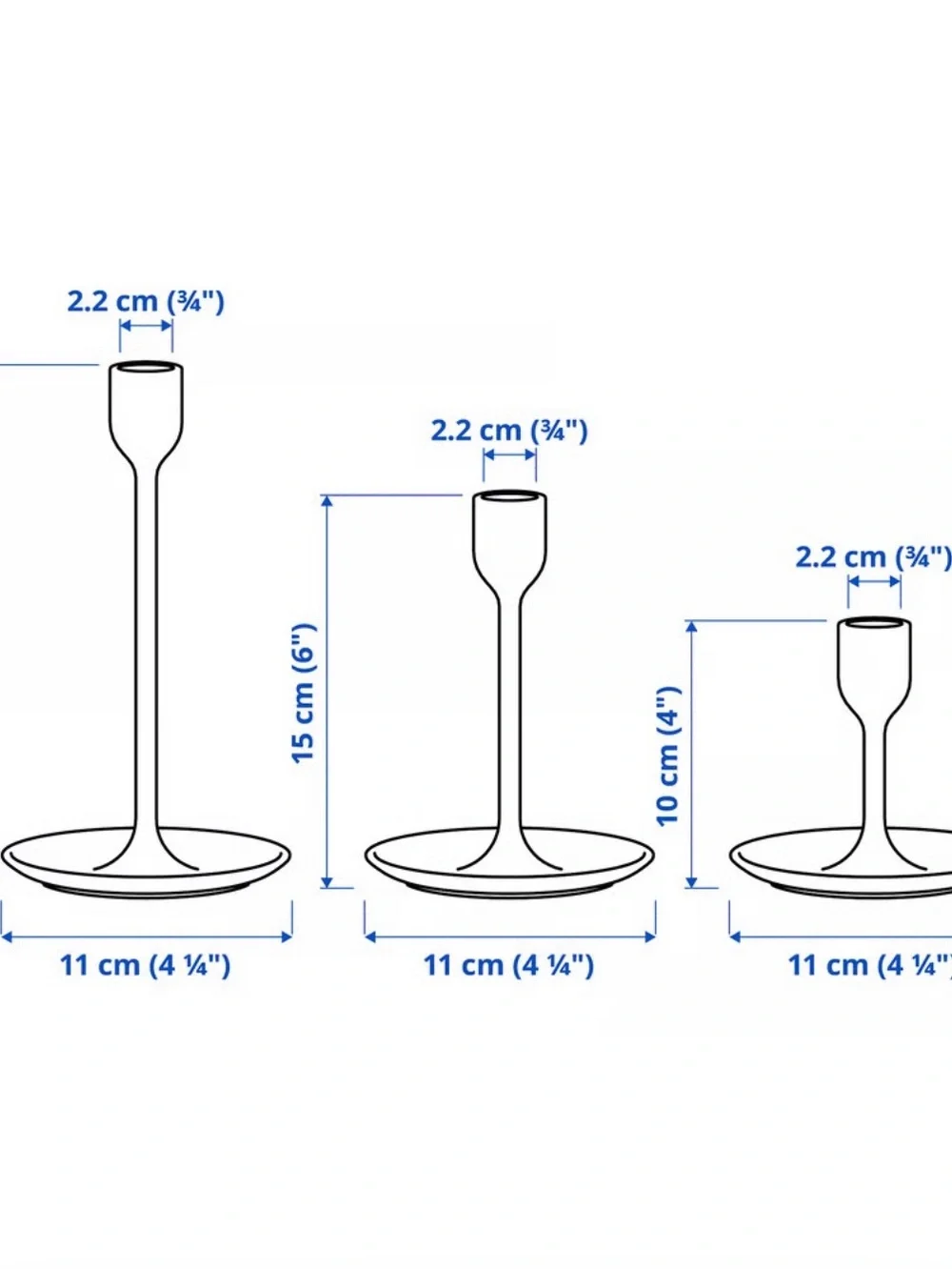 IKEA ULLTALIG Black Matte Metal Candleholder Trio